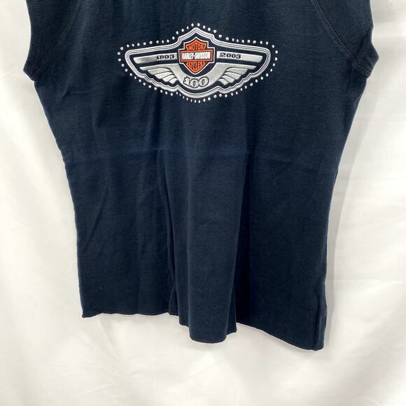 Harley Davidson Black Y2K Cutoff Tee - Picture 3 of 6